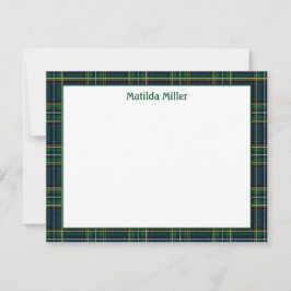 Personalized Tartan Note Card with Plaid Backgroun Anteckningskort
