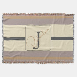 Personalized Taupe Gold Stripe Modern Neutral Chic Filt