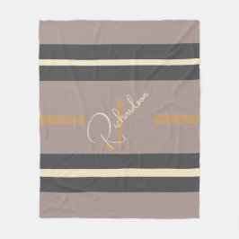 Personalized Taupe Gold Stripe Modern Neutral Chic Fleecefilt