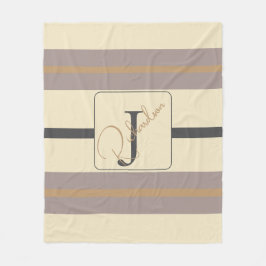 Personalized Taupe Gold Stripe Modern Neutral Chic Fleecefilt