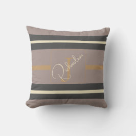 Personalized Taupe Gold Stripe Modern Neutral Chic Kudde