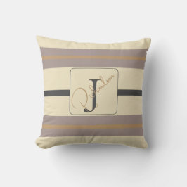 Personalized Taupe Gold Stripe Modern Neutral Chic Kudde