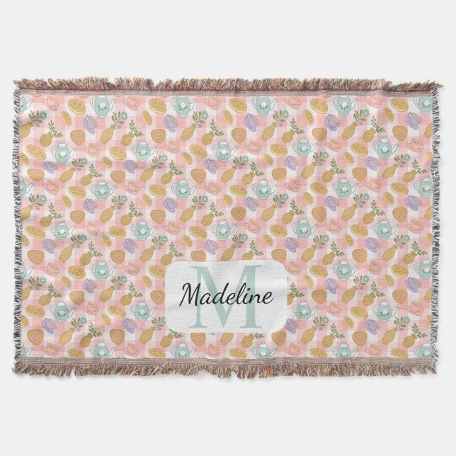 Personalized Tea & Baker Monogram Throw Blanket Filt (Framsidan)