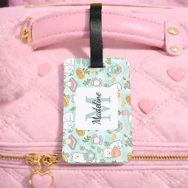 Personalized Tea Bookish Cats Girl Mint Green Bagagebricka