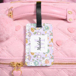 Personalized Tea & Bookish Cats Girl Purple Bagagebricka