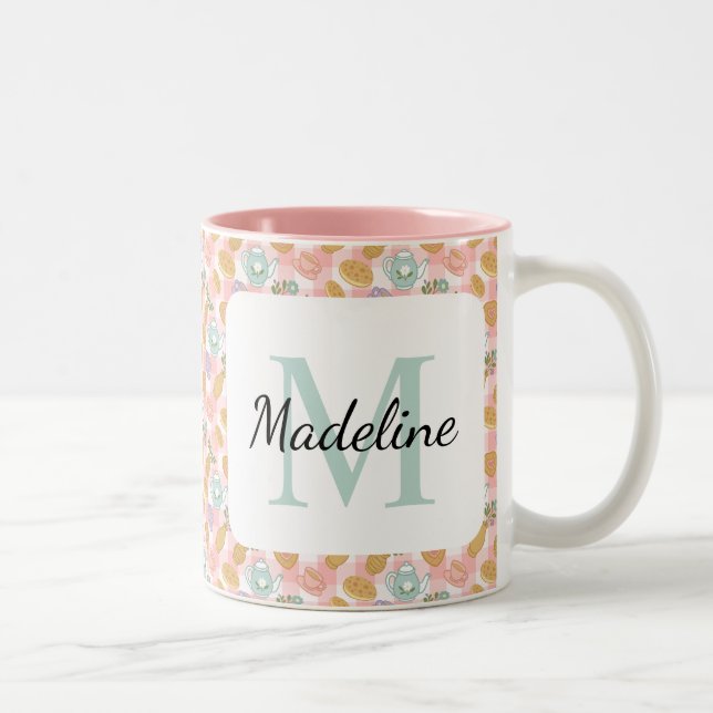Personalized Tea Lover & Baker Monogram Name Mug Två-Tonad Mugg (Höger)