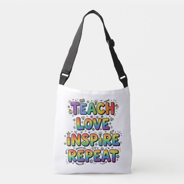 Personalized Teach Love Inspire Repeat Teacher Axelväska (Framsida)