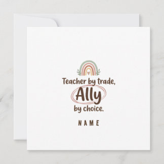 Personalized Teacher Ally Invitation  Announcement Inbjudningar