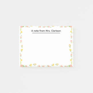 Personalized Teacher Appreciation Floral spring Post-it Block
