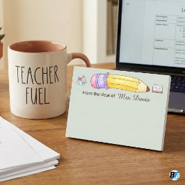 Personalized Teacher From The Desk Of Pencil & Bk Post-it Block