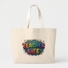 Personalized Teacher Life Pop Art Comic Style Jumbo Tygkasse