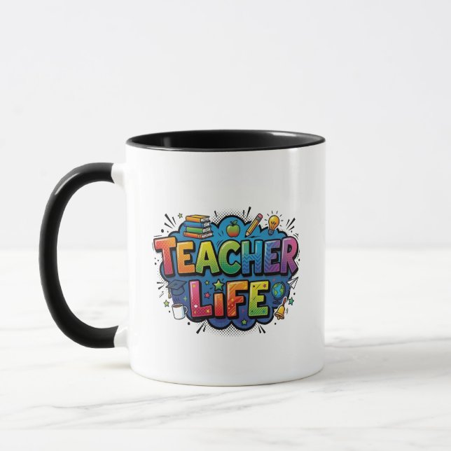 Personalized Teacher Life Pop Art Comic Style Mugg (Vänster)