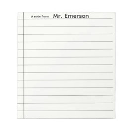 Personalized Teacher Lined Paper Notepad Anteckningsblock