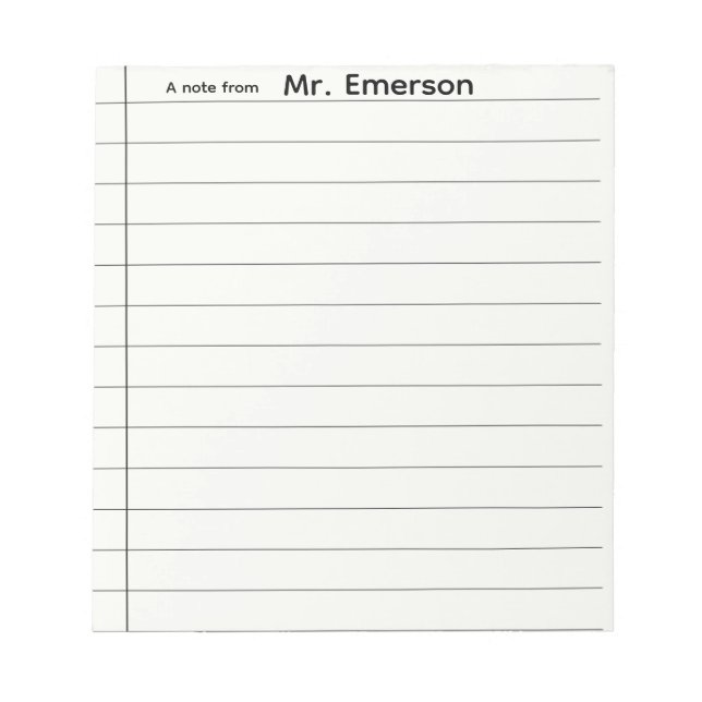 Personalized Teacher Lined Paper Notepad Anteckningsblock (Framsida)