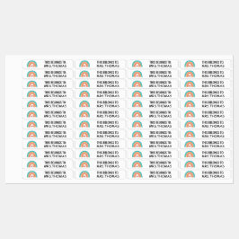 Personalized Teacher Name Labels – Rainbow Design Klistermärke