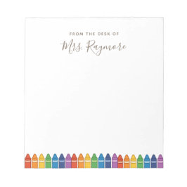 Personalized Teacher Notepad – Rainbow Crayon Appr Anteckningsblock