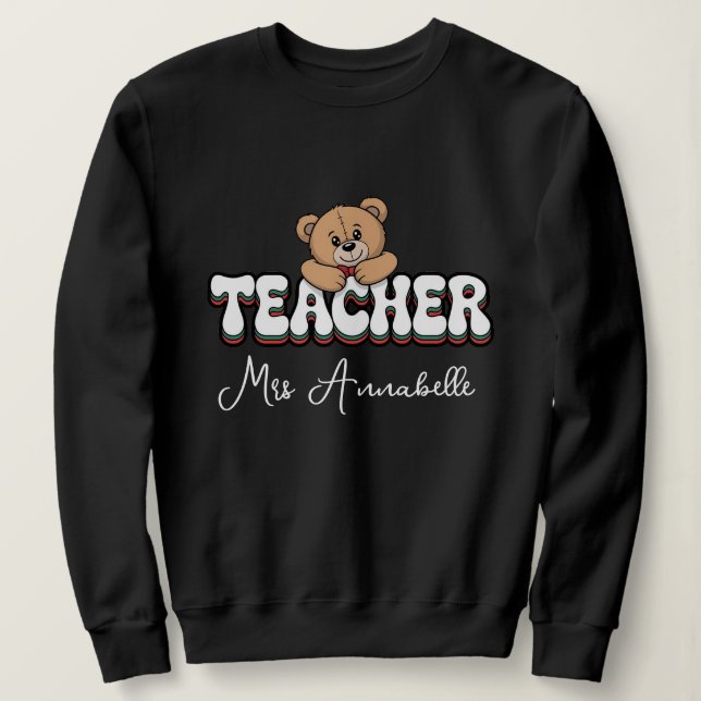 Personalized teacher Retro style  design  T Shirt (Design framsida)