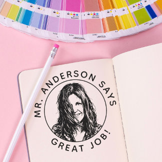 Personalized Teacher Stamp With Custom Photo Stamp Självfärgande Stämpel