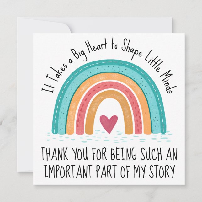 Personalized Teacher Thank You Card Rainbow Design Julkort (Framsida)