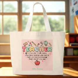 Personalized Teacher Tote Bag Jumbo Tygkasse