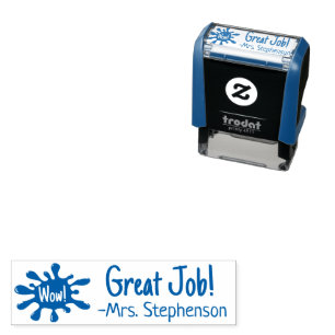 Personalized Teacher Wow Great Job Reward Stamp Självfärgande Stämpel