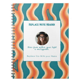 Personalized Teal and Orange Wave Patterned  Anteckningsbok