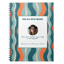 Personalized Teal and Orange Wave Patterned  Anteckningsbok