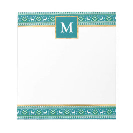Personalized Teal Christmas Fair Isle Anteckningsblock