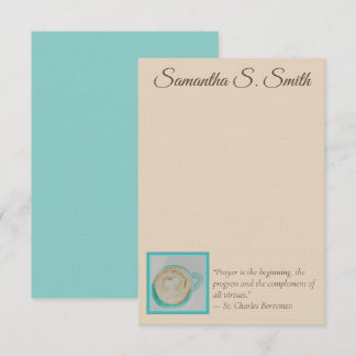 Personalized Teal Heart Coffee Cup Flat Note Card Inbjudningar