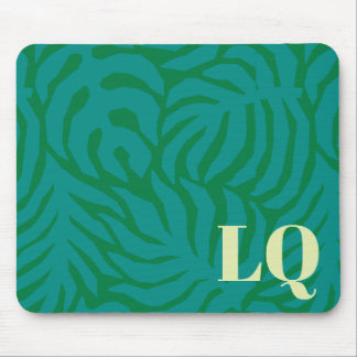 Personalized Teal Palm Leaf Pattern Mouse Pad Musmatta