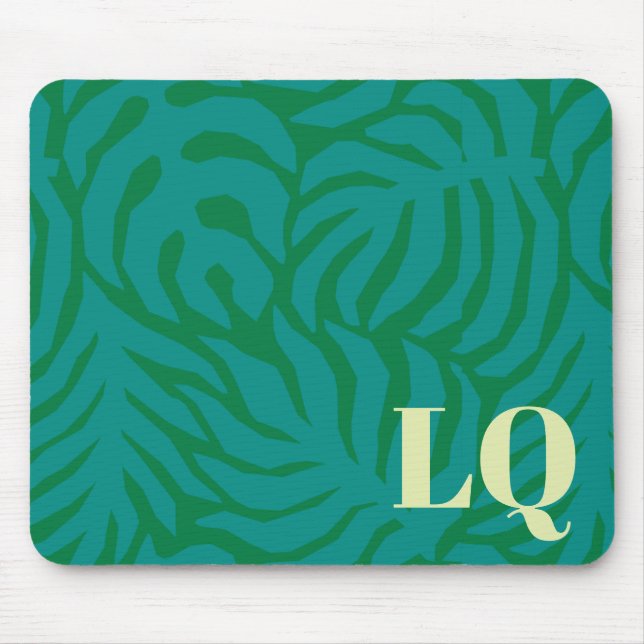 Personalized Teal Palm Leaf Pattern Mouse Pad Musmatta (Framsidan)