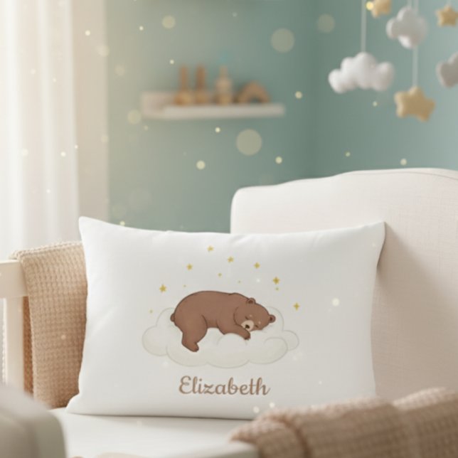 Personalized Teddy Bear Pillow Cover - White  Prydnadskudde (Skapare uppladdad)