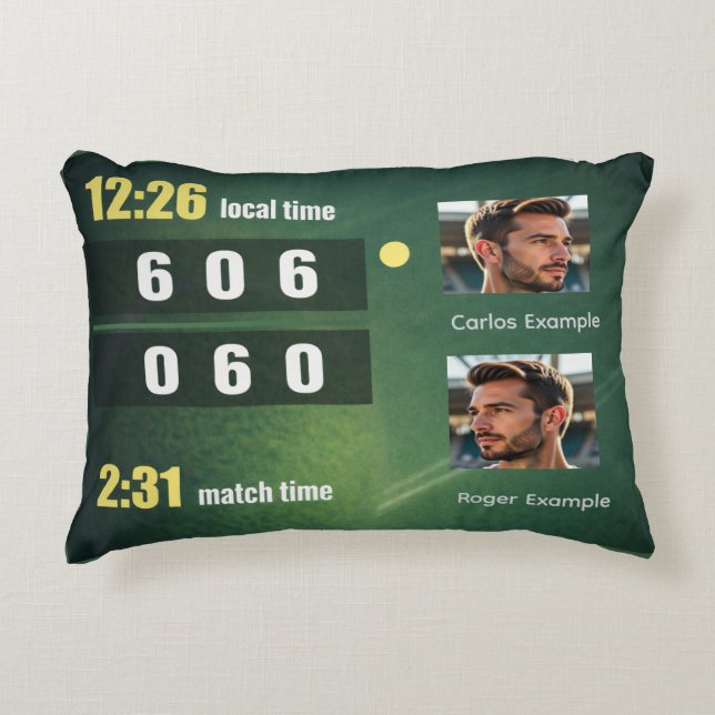 Personalized Tennis Match Scoreboard Prydnadskudde (Framsidan)