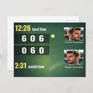 Personalized Tennis Scoreboard – Custom Match Vykort