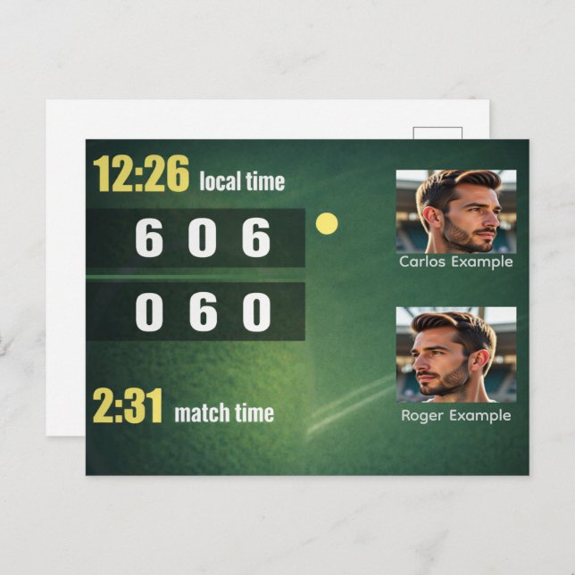 Personalized Tennis Scoreboard – Custom Match Vykort (Fram/baksida)