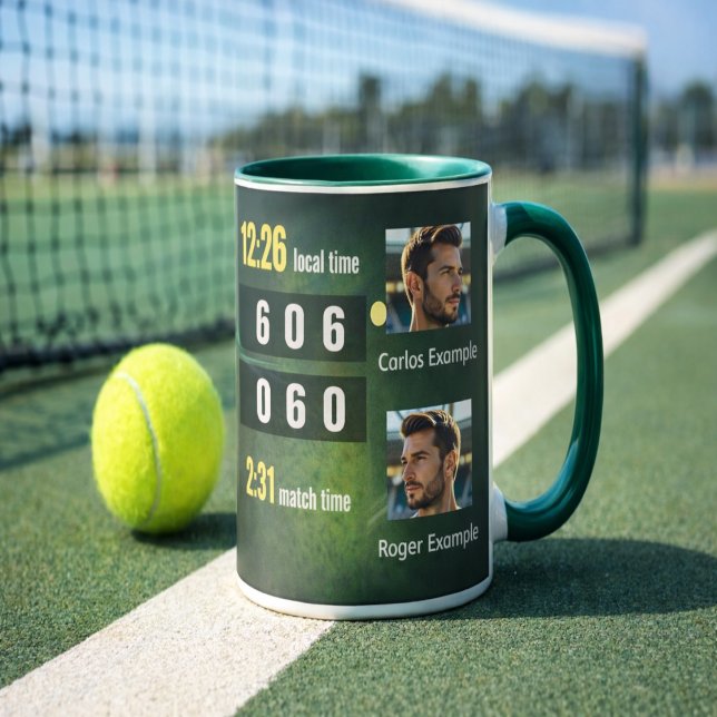 Personalized Tennis Scoreboard Match Result Mugg (Skapare uppladdad)
