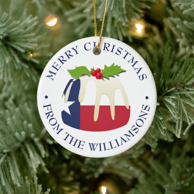 Personalized TEXAS FLAG CHRISTMAS PUDDING Gift Julgransprydnad Keramik (Träd)