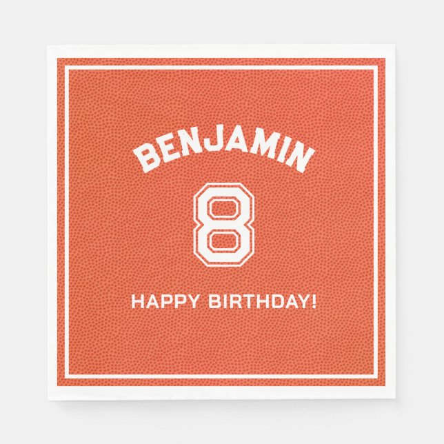Personalized textured Basketball Party kids Napkin Pappersservett (Framsidan)