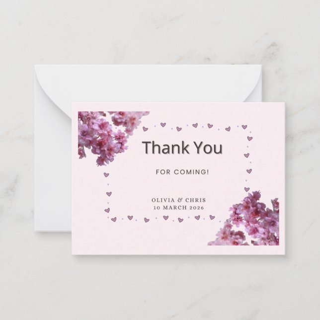 Personalized Thank You Card | Cherry Blossom Flora Anteckningskort (Framsida)