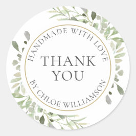 Personalized Thank You Message Greenery Floral Runt Klistermärke