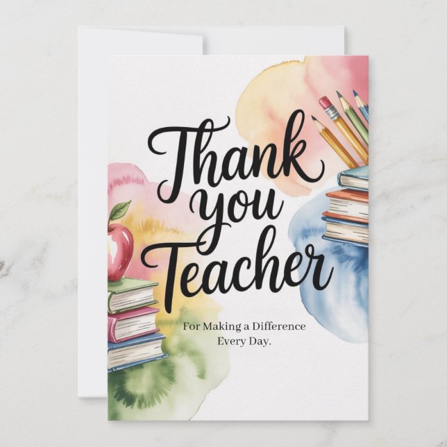 Personalized Thank You Teacher Kort (Framsida)