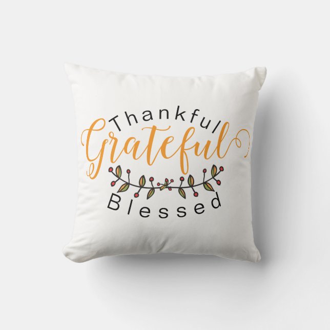 Personalized 'Thankful, Grateful, blessed' Kudde (Framsida)