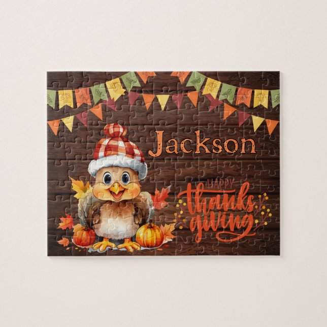 Personalized Thanksgiving Child Name Puzzle  Pussel (Horisontell)