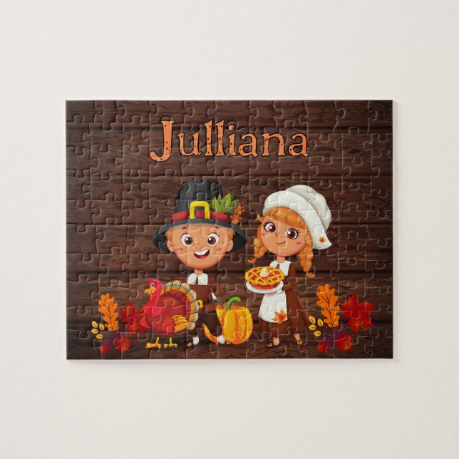 Personalized Thanksgiving Child Name Puzzle  Pussel (Horisontell)