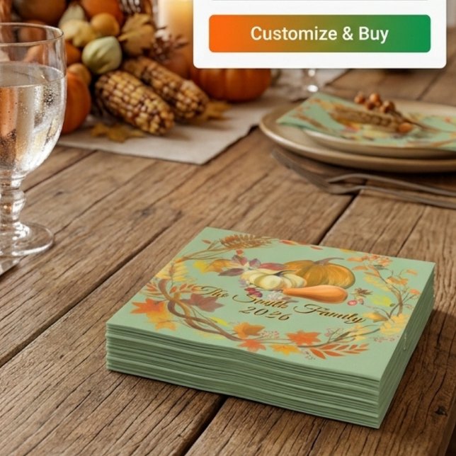 Personalized Thanksgiving Custom Autumn tabledecor Pappersservett (Skapare uppladdad)