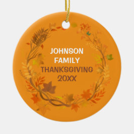 Personalized Thanksgiving Family Autumn Wreath Julgransprydnad Keramik