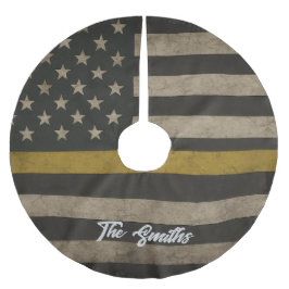 Personalized Thin Gold Line 911 Dispatcher Julgransmatta Borstad Polyester