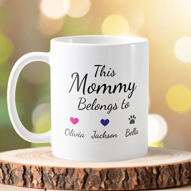 Personalized This Mommy Belongs To Kids Pet Name Kaffemugg (Skapare uppladdad)