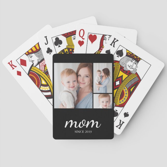 Personalized Three Photo Collage Mom Casinokort (Baksidan)