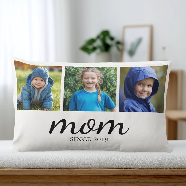 Personalized Three Photo Mom Lumbarkudde (Custom Photo Mom Pillow Keepsake)